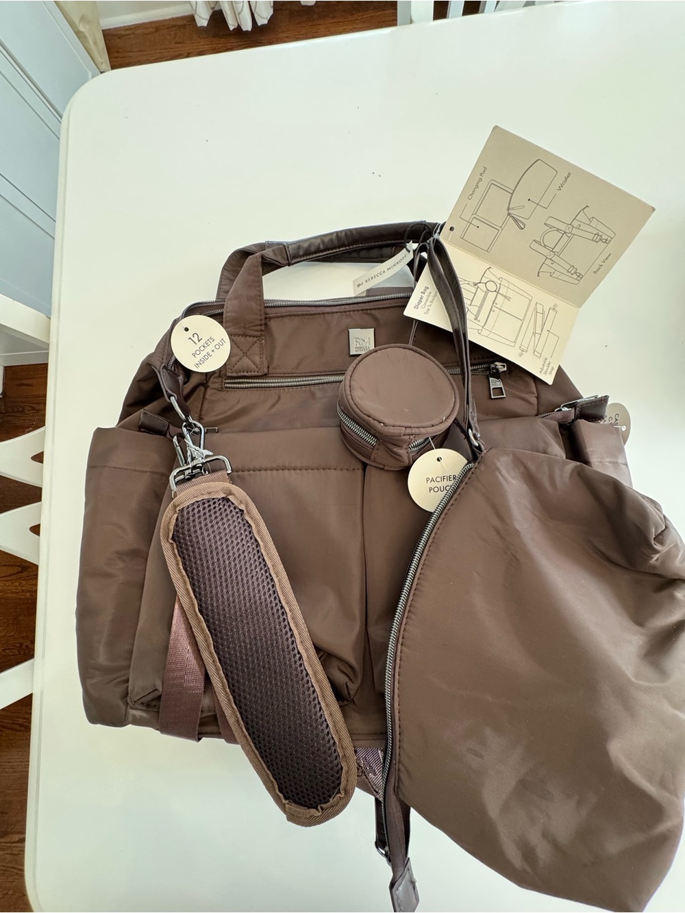 Rebecca Minkoff Brown Convertible Diaper Bag • Backpack • Stroller Bag | Design